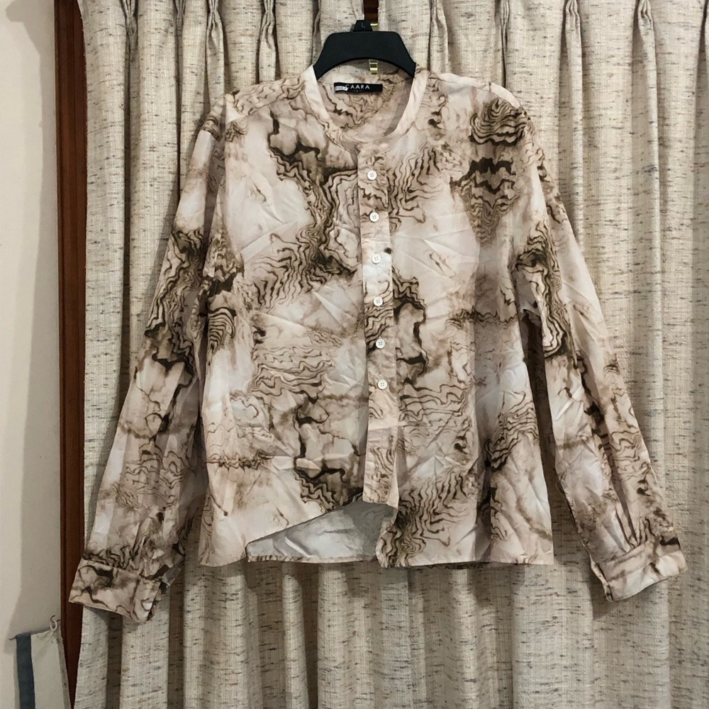 Anthropologie CAARA Marbled Buttondown Blouse